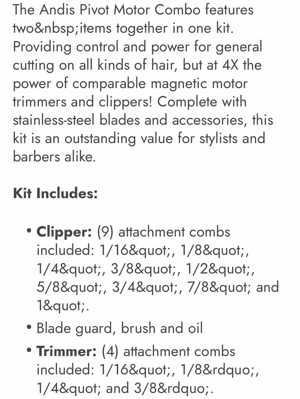 Andis Black Pivot Motor Combo Clippers and Trimmer